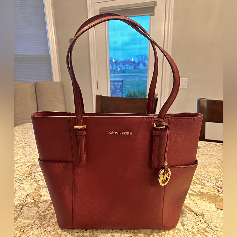 NWT Michael Kors Leather Laptop Bag Purse with Gold Accents